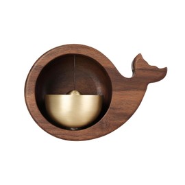 Bell for Door Opening, Magnetic Type Crisp Sound Wooden Bell, Entry Doorbell Gate Bell Chime with Brass Bell, Hanging Bell for Door Entrance Fridge Shop (Whale shape)