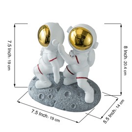 Banllis Space Theme Bookends for Shelves, Astronaut Moon Book Ends for Kids Room, Decorative Planet Book Stoppers to Hold Books Heavy Duty, Unique Boys and Girls Gift (Grey)