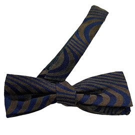 DRIES VAN NOTEN Men’s NAVY/OLIVE SILK WOVEN SKINNY BOW TIE