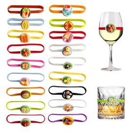 bjsdkff Cup Markers for Drinks 18 Pcs Wine Glass Bottle Strip Tag Marker Bands Silicone Drink Charms Mugs Tags for Cups Identifiers Cocktail Party Bottle Identification (Food)
