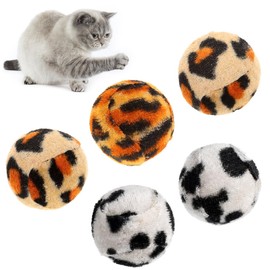 Plush Ball Cat, 5pcs Cat Tennis Balls Plush Small Animal Exercise Print Scratching Prevention for Indoor Kitten Training and Feline Play