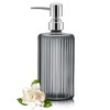 Glass Soap Dispenser - 17oz Ribbed Clear Glass Bottle with