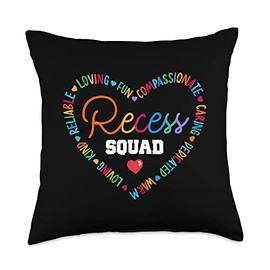 School Recess Crew Apparel and Gifts Ideas Funny School for Teachers Students Monitor Recess Crew Team Throw Pillow, 18x18, Multicolor