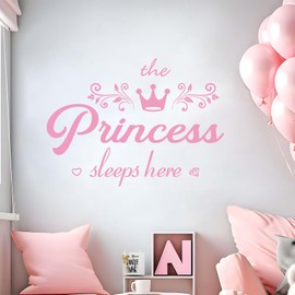 Pink Crown Wall Stickers, Princess Room Wall Decals Decor, Crown Wall Art Decor Wall Stickers for Girls Bedroom, Decoration Nursery