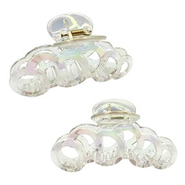 1pc Acrylic Hair Claw Clip for Women – Large Iridescent Transparent Hair Clip, Strong Grip Hair Clamp, Stylish Lucite Hair Accessory for Everyday Use, Circle Cutout Design