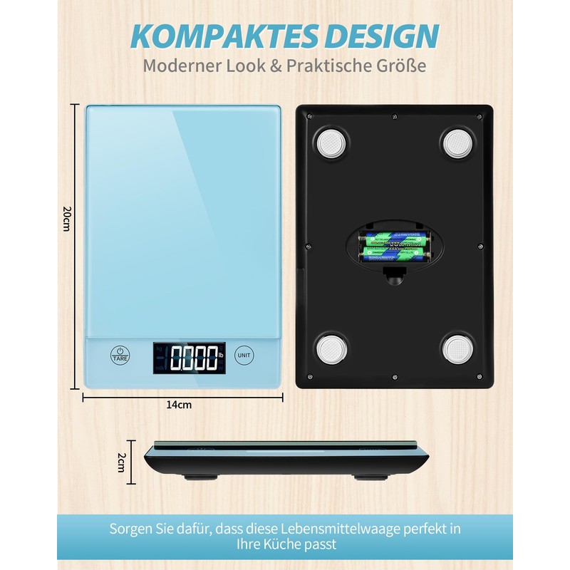 Digital Kitchen Scales, 10 kg, Glass, Electronic Household Scales for