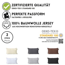 Hometex Premium Textiles Set of 2 cushion covers cotton jersey, double pack cushion covers approx. 160 g/m², Oeko-Tex® Standard 100 cushion cover with zip, 40 x 40 cm, natural
