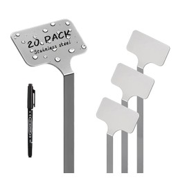 Stainless Steel Plant Labels, Metal Waterproof Plant Markers,Height 12.75 in, Label Area 2.5 in*1.25 in resuable Nursery Tags for Vegetables herb Flower Seed Green House- 20-Pack