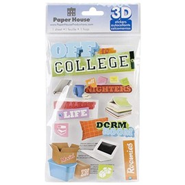 Paper House Productions STDM-0190E 3D Cardstock Stickers, Off to College