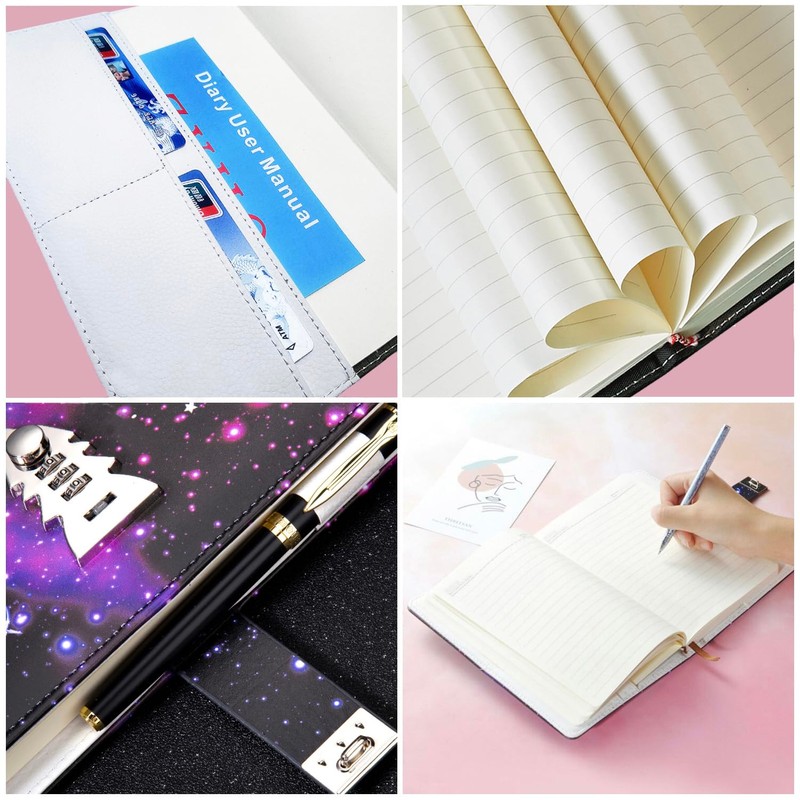 NectaRoy PU Leather Combination Lock Diary Writing Planner Organiser, Password