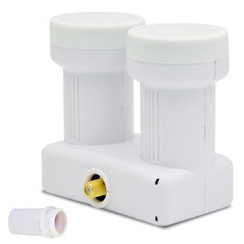 Monoblock SINGLE LNB 0,1 dB Doppel DIGITAL SET 1 Teilnehmer Direkt 2 Sat Astra 19,2° Hotbird 13° LMB LNC FULL HD TV 3D Ultra HD 4K SKY + Gummitülle + 2 x F-Stecker vergoldet OPTICUM / GLOBO + DiSEqC integriert
