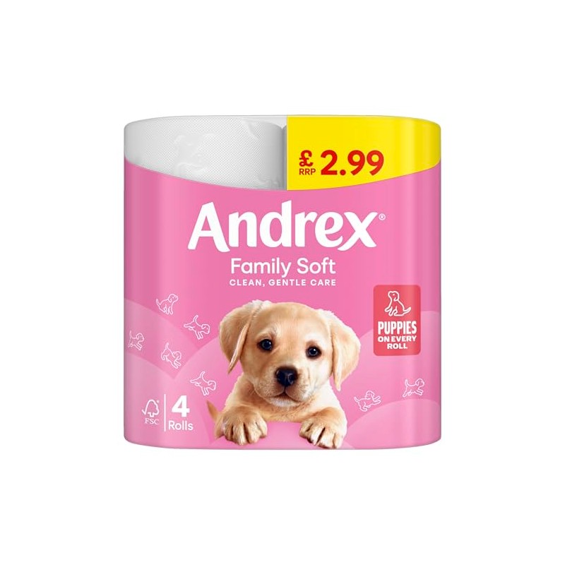 Andrex Gentle Clean Toilet Rolls - 4 Tissue Rolls- Gentle