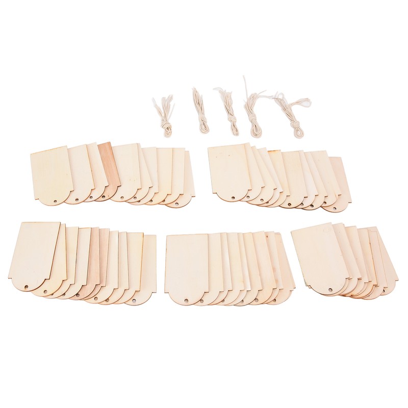 50pcs Wood Pieces DIY Natural Rustic Unfinished Wood with Hemp