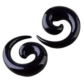 Priaora 4PCS Acrylic Spiral Snail Ear Tapers Plugs Tunnels Expander Gauges Twist Earrings Stretching Body Piercings Jewelry White Black (K149-4)