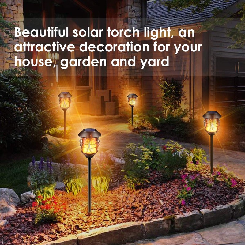 TomCare Solar Metal Flickering Flame Torches Waterproof Outdoor Heavy Duty