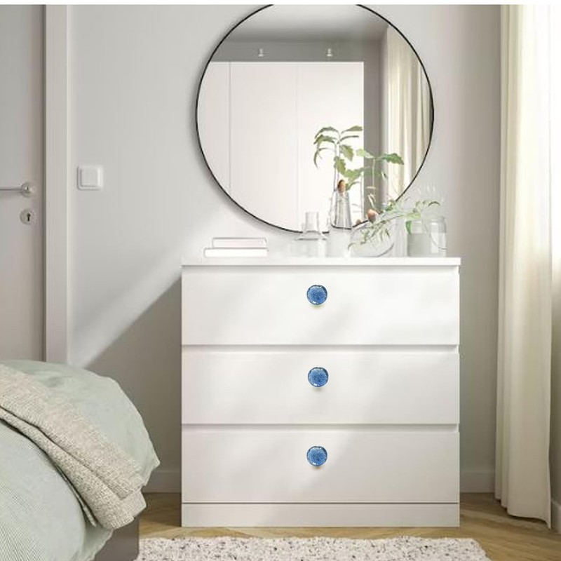 Perilla Home Set of 6 Crystal Knobs for Cabinet &