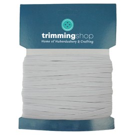 Elastic Band by Trimming Shop | 6mm (1/4 Inch) Width | 3 Metres Length | White Stretch Flat Cord | for Sewing, Dressmaking, Waistband, Haberdashery, DIY Arts & Crafts Projects