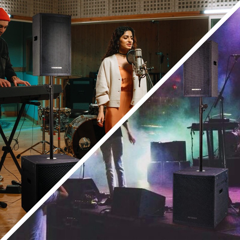 Sound Town 2-Pack Adjustable Height Subwoofer/Speaker Poles (35"-54") with M20