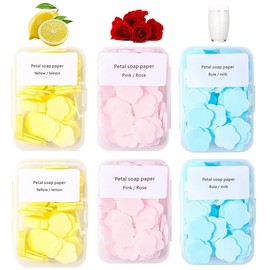 Tomedeks 6 Box Travel Soap Sheets,Mini Toiletries,Portable Mini Travel Soap Paper,Mini Scented Slice Sheets with Storage Box,Paper Soap Sheets,Backpacking Essentials Travel Camping Hiking