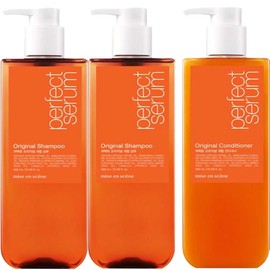 Mise-en-scène Perfect Serum Original Shampoo 680ml (2 bottles) + Conditioner 1 bottle, 680ml, 1 set / 미쟝센 퍼펙트세럼 오리지널 샴푸680ml 2개 + 린스1개, 680ml, 1세트