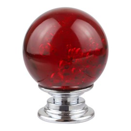 BNYZWOT 12 PCS Crystal Cabinet Knobs Round Glass Bubbles Knobs Smooth Drawer Pulls Handle for Home, Cabinet, Drawer and Dresser with 3 Different Size Screws, 30MM (Red)