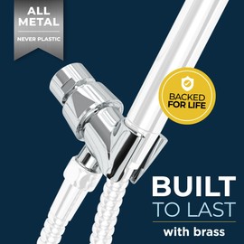 HammerHead Showers® Solid Metal Handheld Shower Head Holder - Chrome - Adjustable Shower Wand Holder with Wall Hook Bracket and Pivot Ball - Hand Held Shower Head Holder - Shower Hose Holder