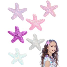 TPZORJX 6 Stück seestern haarspange,meerjungfrau haarschmuck,muschel haarschmuck,seestern kostüm,Seestern Haarspangen Mädchen Blumenmädchen-Zubehör für Hochzeit, Diamant Haarspange Haarnadel