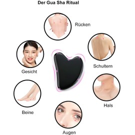Black Jade Roller & Gua Sha Scraping Facial Tools Gift Set, Natural Black Obsidian Stone Heart Shape Guasha, Neck Eyes Face Massage Face Anti-Ageing Anti-Wrinkle