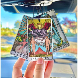 Tarot Card Car Decor Air Freshener, Witchy Car Accessory Hanging Freshie, Apply Your Own Fragrance, Mysterious Car Accessories Diffuser Airfreshner [No Scent - 1pc] (The Empress)
