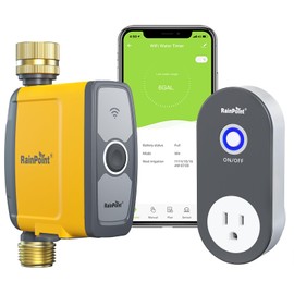 RAINPOINT WiFi Water Timer, Smart Hose Timer for Garden Hose, WiFi Irrigation Controller, Smart Sprinkler System Valve, APP & Voice Control, Weather-Based Automatic Rain Delay, Brass Inlet & Outlet