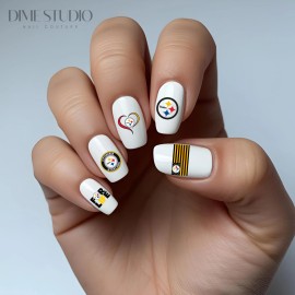 DXH NAIL CO Pittsburg Steelers Football Nail Decals Clear Waterslide Overlay