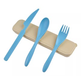 Maíz Kit Set Cubiertos Portatiles Ecologicos Lunch + Estuche