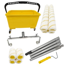 Paint Roller Kit - Adjustable 12-24 Inch Aluminium Alloy Paint Roller Frame,24L Paint Bucket,47 Inch Extension Pole,4Pcs 15.7 Inch Roller Sleeves and 4Pcs 4 Inch Roller Sleeves