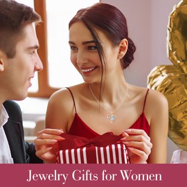 Lomantise Gifts for Wife Rose Gold Heart Birthstone Necklaces for Women S925 Sterling Silver Fine Jewelry Pendant Necklace Anniversary Birthday Gift for Mom Girlfriend Grandma