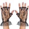 Skeleteen Fingerless Lace Black Gloves - Ladies and Girls Ruffled