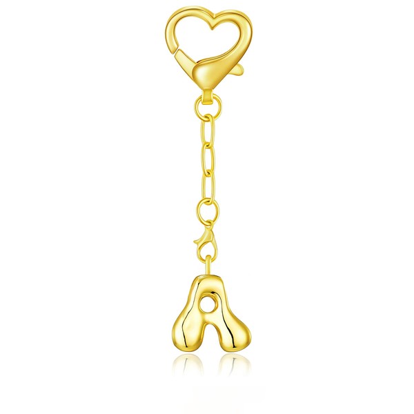 Poagoep Initial Letter Keychain Gold Bubble Keychain for Women Cute