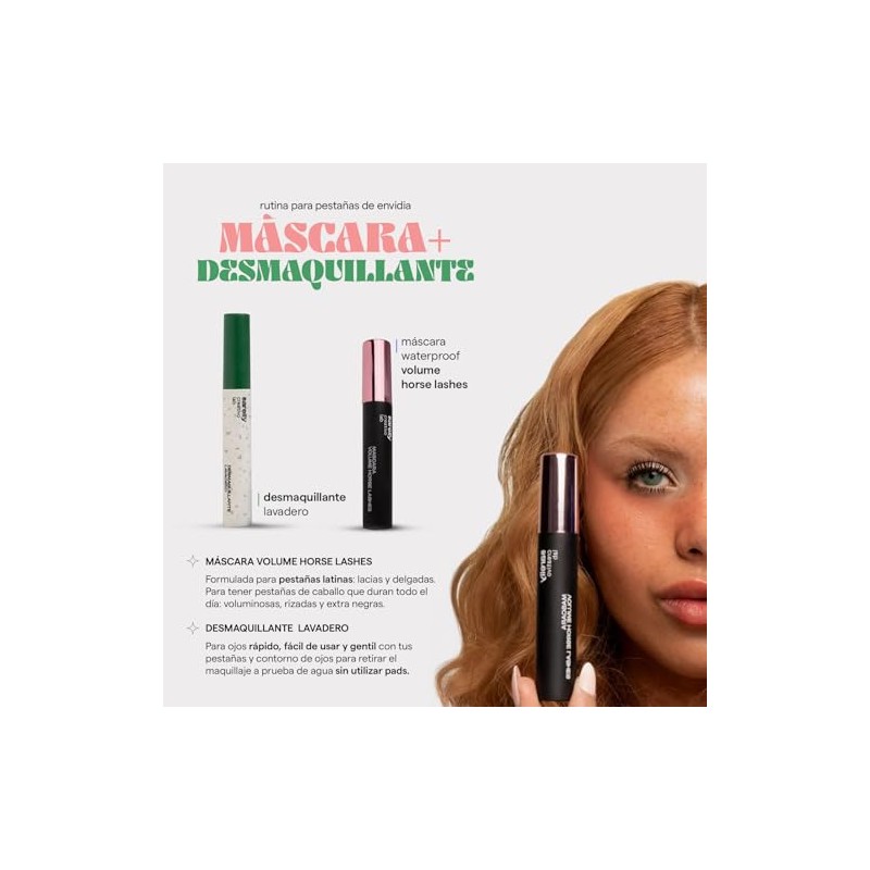 SARELLY, Kit Ojos, Máscara de Pestañas Volume Horse Lashes Desmaquillante