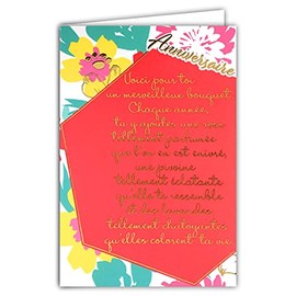 Afie 69-3025 Birthday Card with Large Text in Gold-Plated Words that Shine; Comes with Matching Colour Envelope; Closed Card Size 11.5 x 17 cm; Made in France