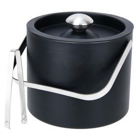 3L Moderner isolierter Eiskübel mit Silikondeckel,Edelstahl Eiswürfelbehälter,doppelwandiger Eiskübel aus Edelstahl,Eisbehälter für Eiswürfel Eiskübel mit Sieb Zangen,Eiskühler für Bier,Sekt,Wein