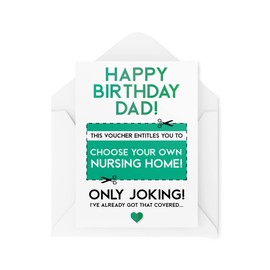 Funny Birthday Cards for Dad | Greeting Card Father | Choose Your Own Nursing Home Voucher | Comedy Humour Joke Banter Fun Sarcasm | CBH227