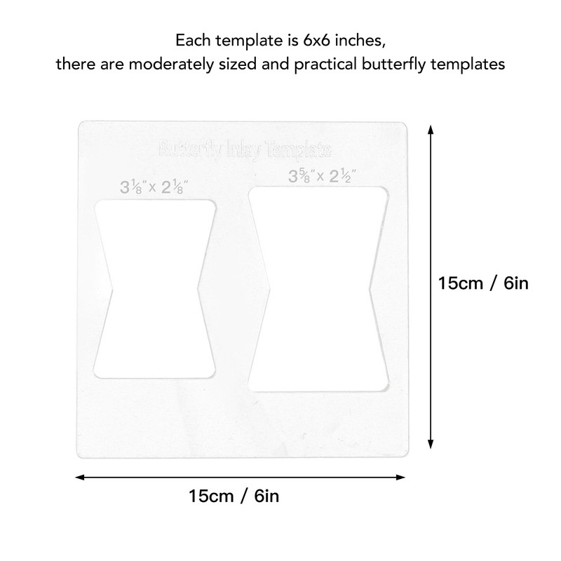 3Pcs 6x6 Inches Butterfly Key Inlay Template Router and Decorative