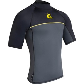 Cressi Shield Man Rash Guard Short/SL - Protective Rash Guard for Sup and Water Sports, Black/Grey, XS, Men's