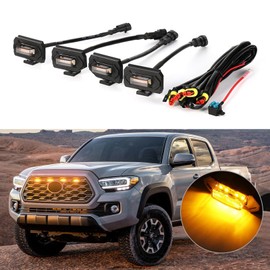 4Pcs Front Grille Lights Compatible with Tacoma 2020 2021 2022 2023 TRD Off-Road and Sport OEM Grille, 6 LED Beads Brighter Grill Light (Amber)