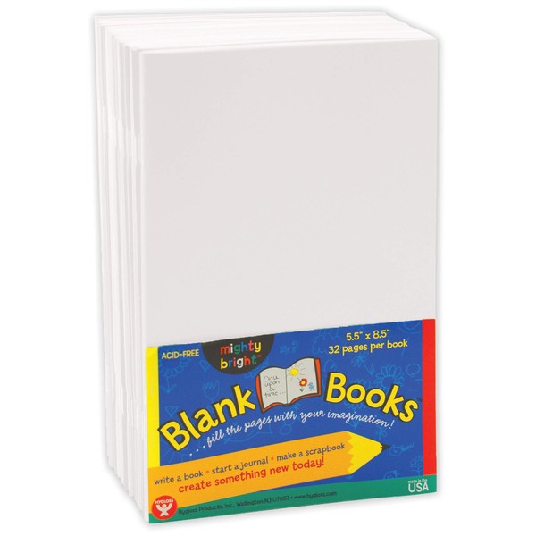 Hygloss Products Blank Books for Journaling, Sketching, Writing and More, Great for Arts and Crafts, 5.5 x 8.5 Inches, 10 Pack, White