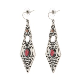 GretWal Boho Turquoise Earrings for Women Vintage Western Dangle Earring for Women, Brass, created turquoise red turquoise