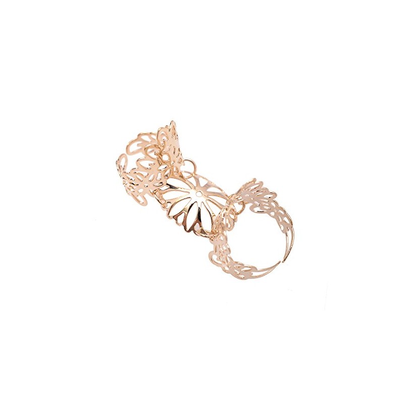 chelseachicNYC Adjustable Floral 3 Part Knuckle Statement Ring (Gold)