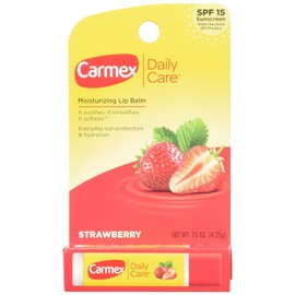 Carmex Barra de bálsamo labial, fresa, 3 unidades