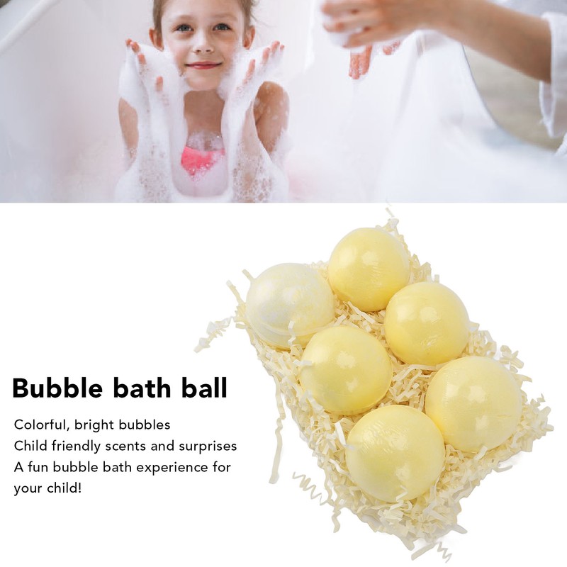 6pcs Bath Salt Ball Moisturizing Colorful Kid Friendly Mild Lemon