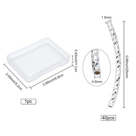 CREATCABIN 1 Box 40Pcs Curved Tube Beads 925 Sterling Silver Plated Brass Sleek Noodle Bead Long Large Hole Spacer Connectors Bulk for DIY Jewelry Making Bracelets Necklaces Findings