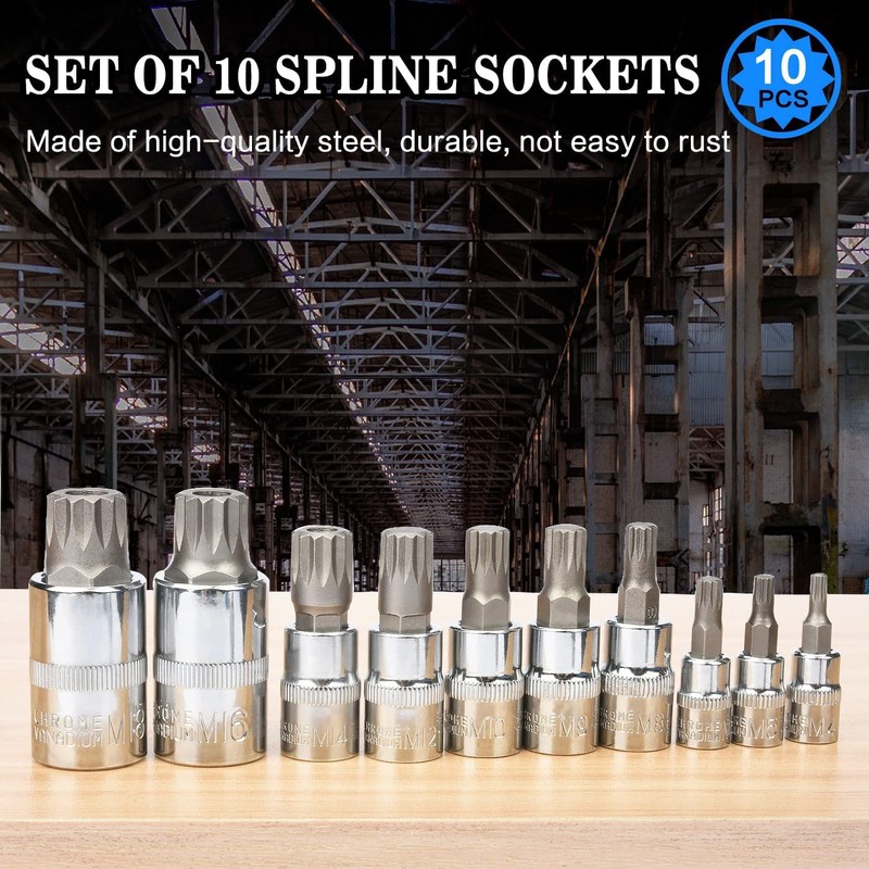 Nutmanel 10pcs Torx Bit Socket Set Spline Set Triple Square